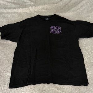 Men’s Black T-Shirt with Purple 'Good Vibes' Print